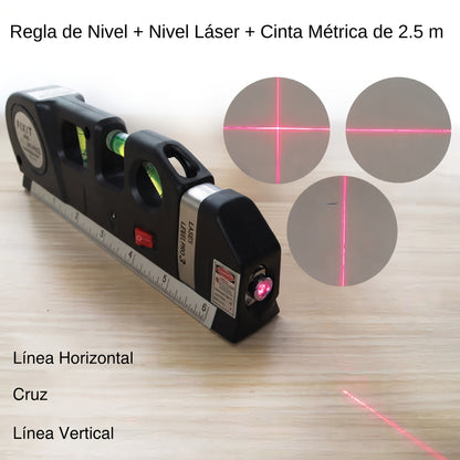 NIVEL LASER CINTA MÉTRICA CON 3 BURBUJAS