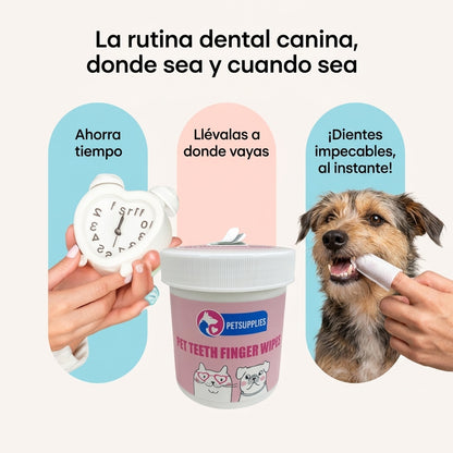 Toallitas Dentales para Perros – Limpieza Bucal y Aliento Fresco
