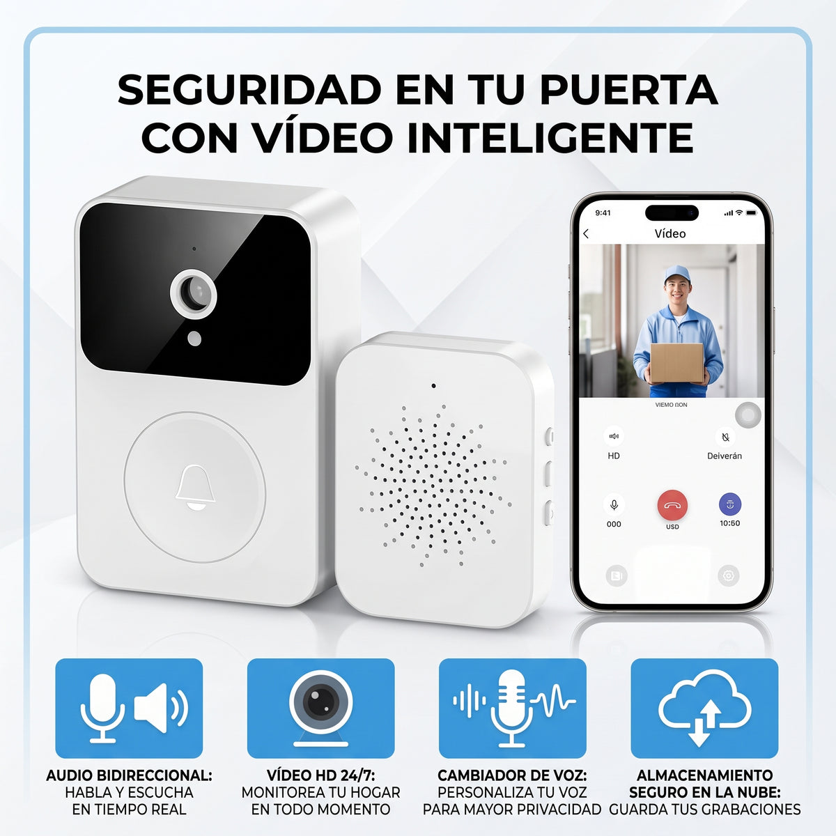 Timbre con Cámara WiFi Inalámbrico