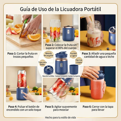 Licuadora Portatil Recargable 2 Vasos