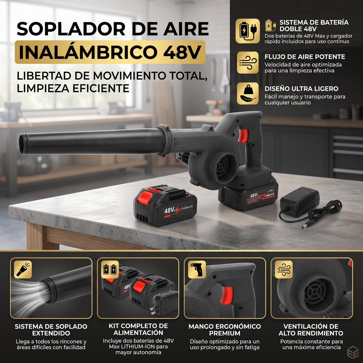 Sopladora Eléctrica Aspiradora 2 Bateria