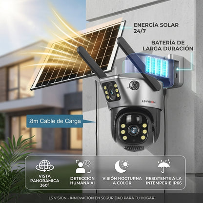 Cámara de Seguridad Solar WiFi 360° – Vigilancia HD para Exteriores