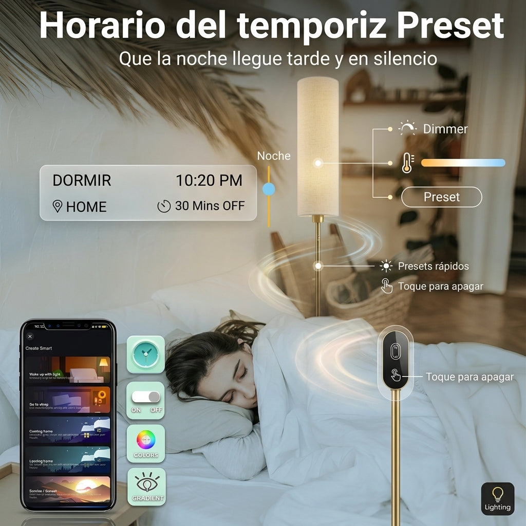 Lámpara de Piso Inteligente RGB con Foco WiFi E27