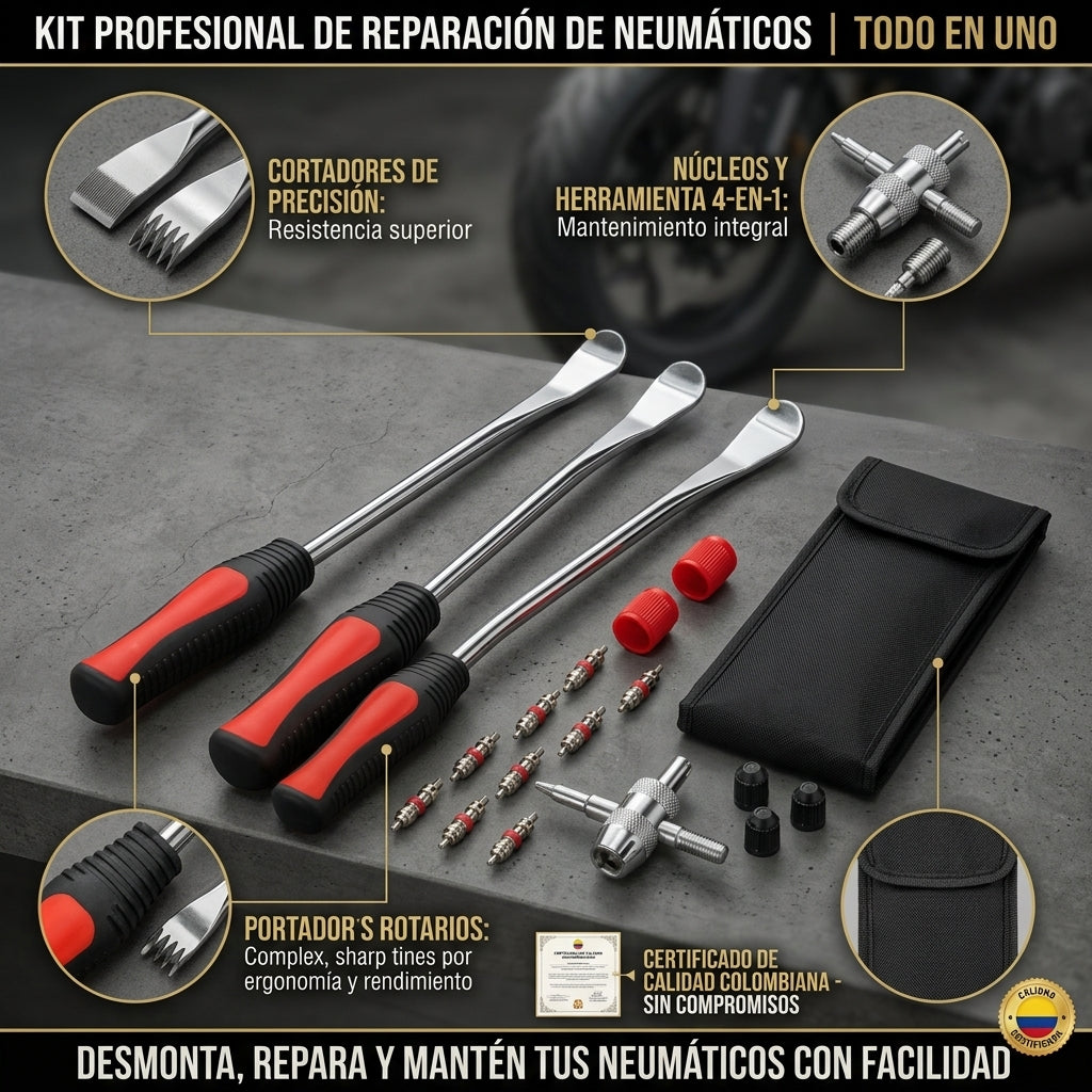 Kit de Herramientas para Cambio y Reparación de Neumáticos