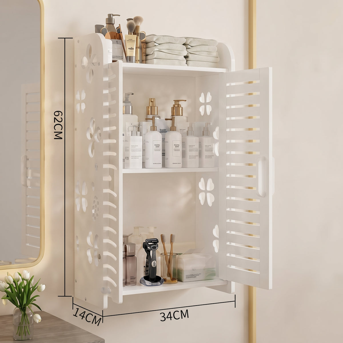 NICHO DE PARED 3 NIVELES CON PUERTA