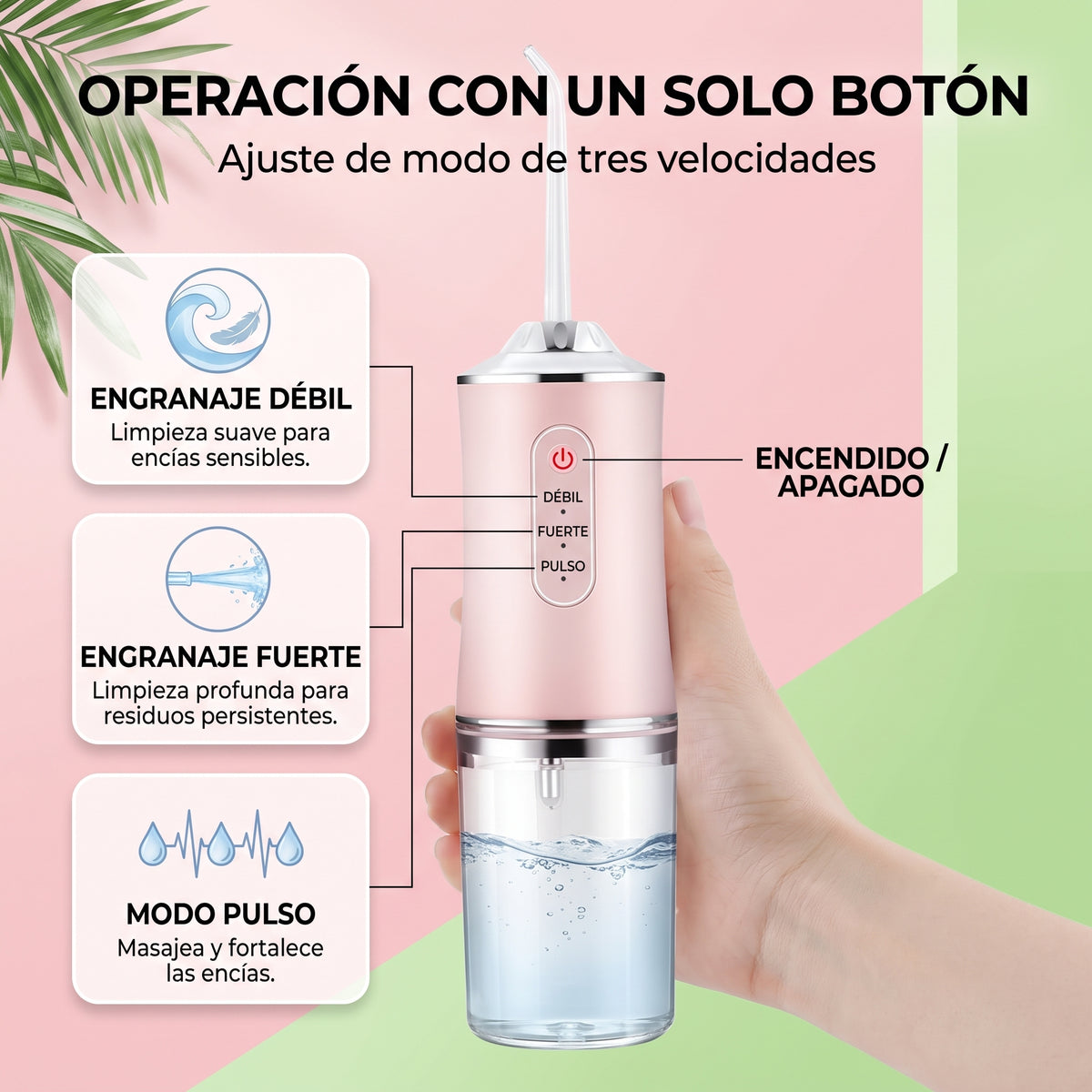 Irrigador Oral Recargable Sarro 4 Boquillas