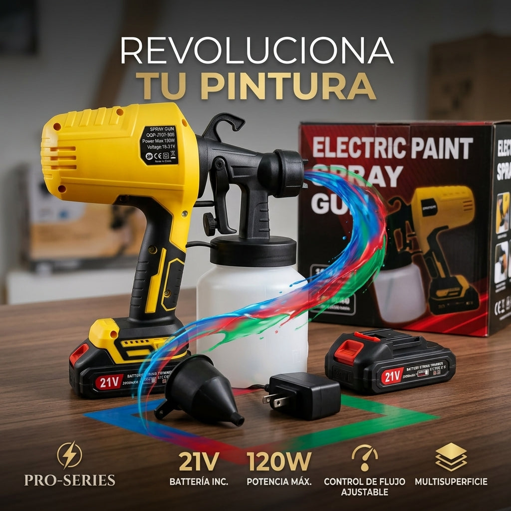 Pistola de Pintura Inalámbrica 21V con 2 Baterías – Pulverizador Eléctrico