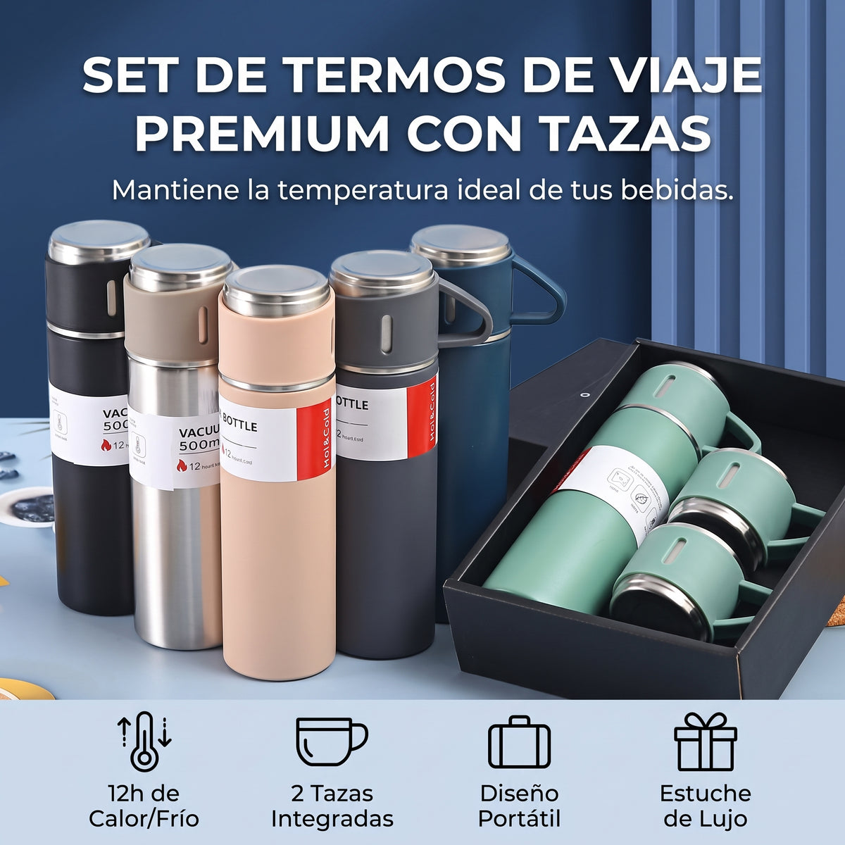 Set Termo Temperatura Acero Inoxidable