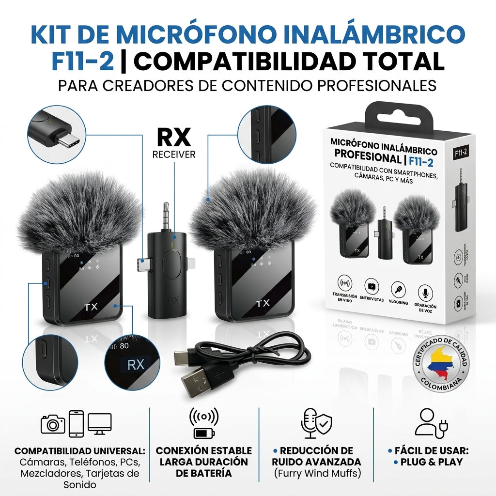 Micrófono Inalámbrico de Solapa F11-2