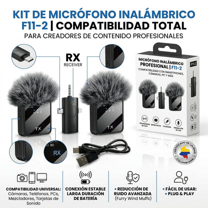 Micrófono Inalámbrico de Solapa F11-2