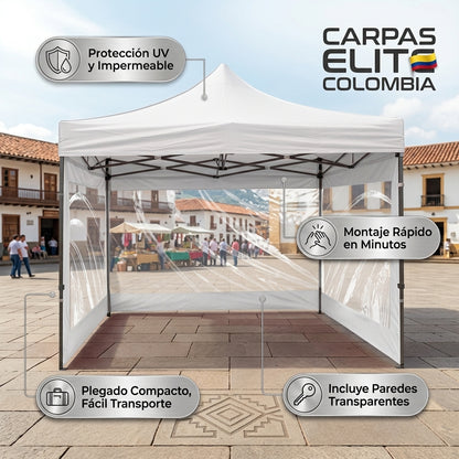 Toldo Plegable 3x3 con Paredes y Ventanas – Oxford 600D