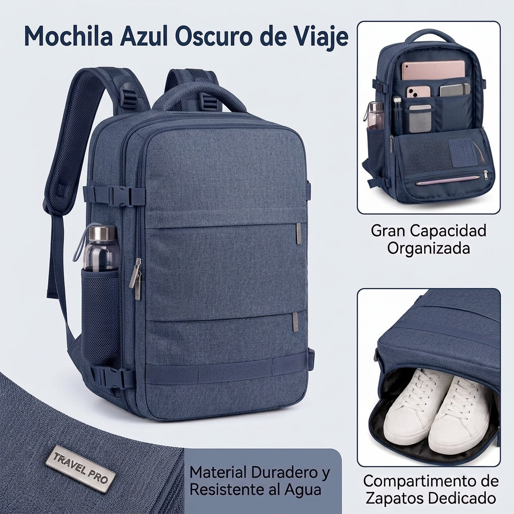 Mochila de Viaje Grande Multifuncional con Compartimento para Zapatos y Puerto USB
