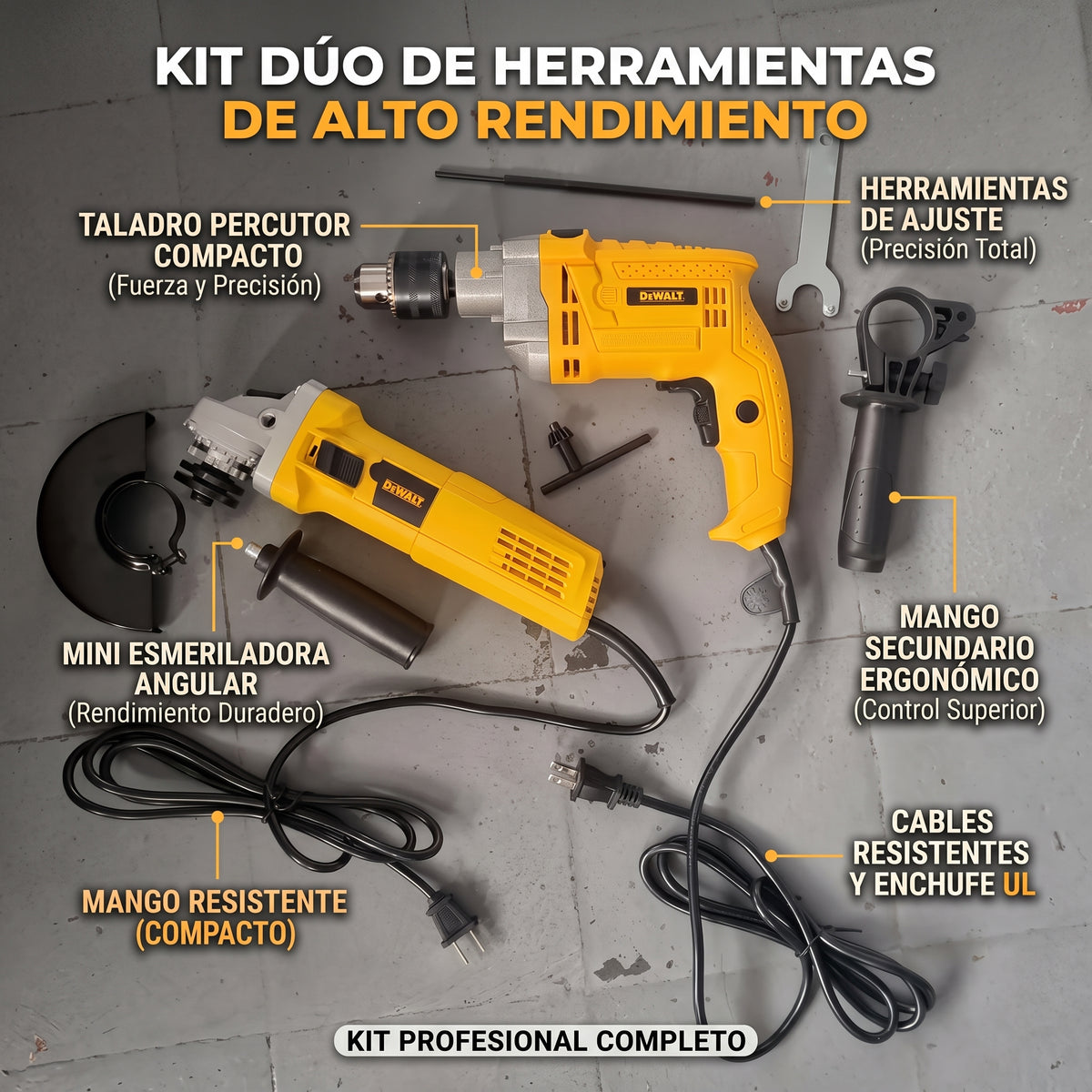 COMBO TALADRO ELECTRICO + PULIDORA 6017 NV DW (i)