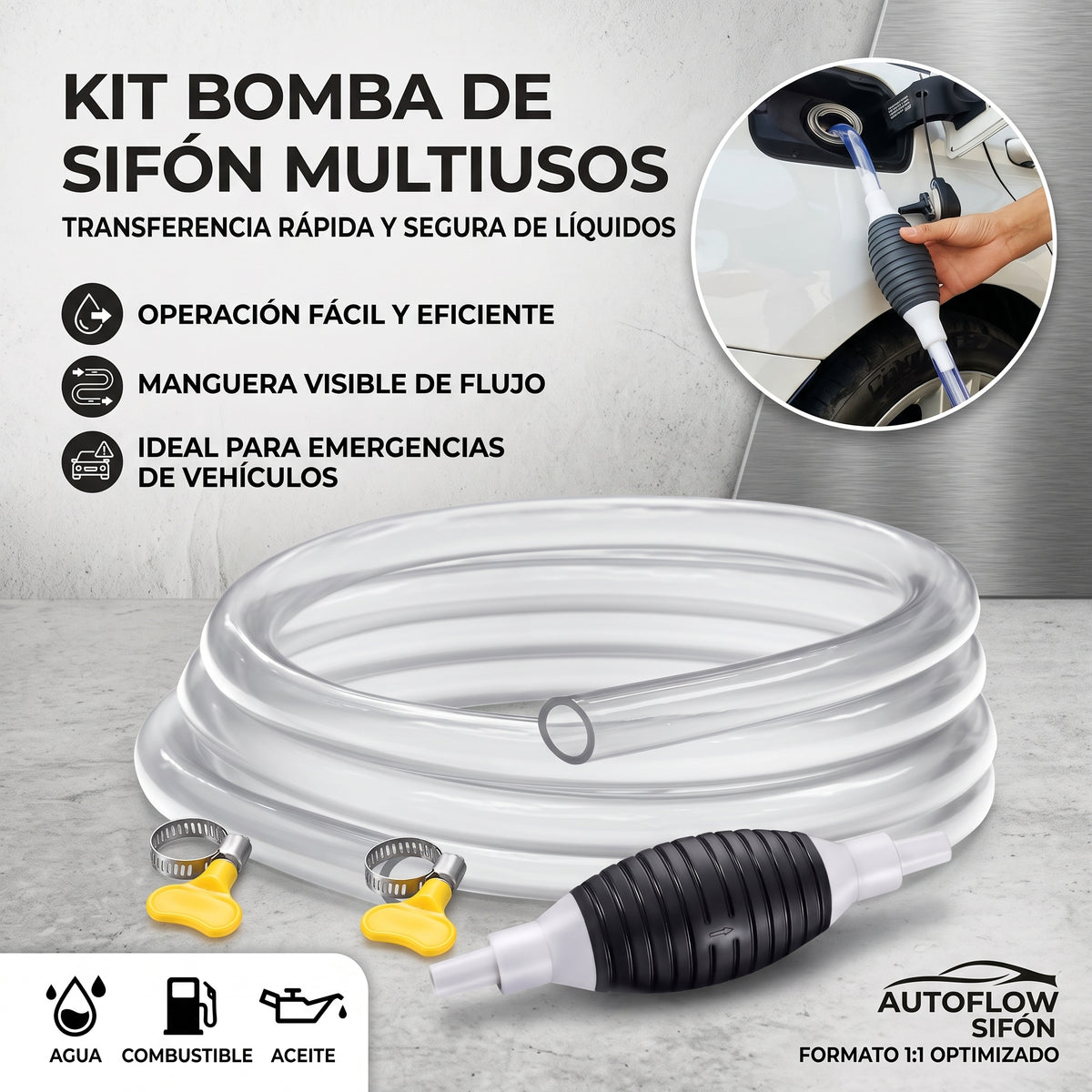 Bomba De Mano Manguera Succion Gasolina