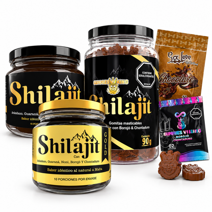 KIT VITAMINAS SHILAJIT ORIGINAL + GOLD CON GOMITAS Y REGALOS