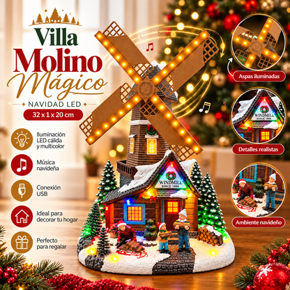 VILLA MOLINO MÁGICO NAVIDAD LED
