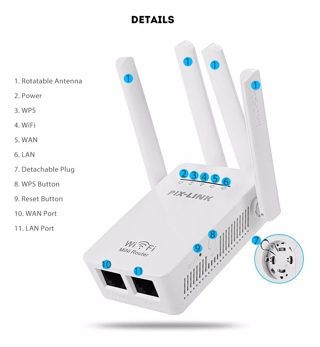 Amplificador de Señal y Router Inalámbrico